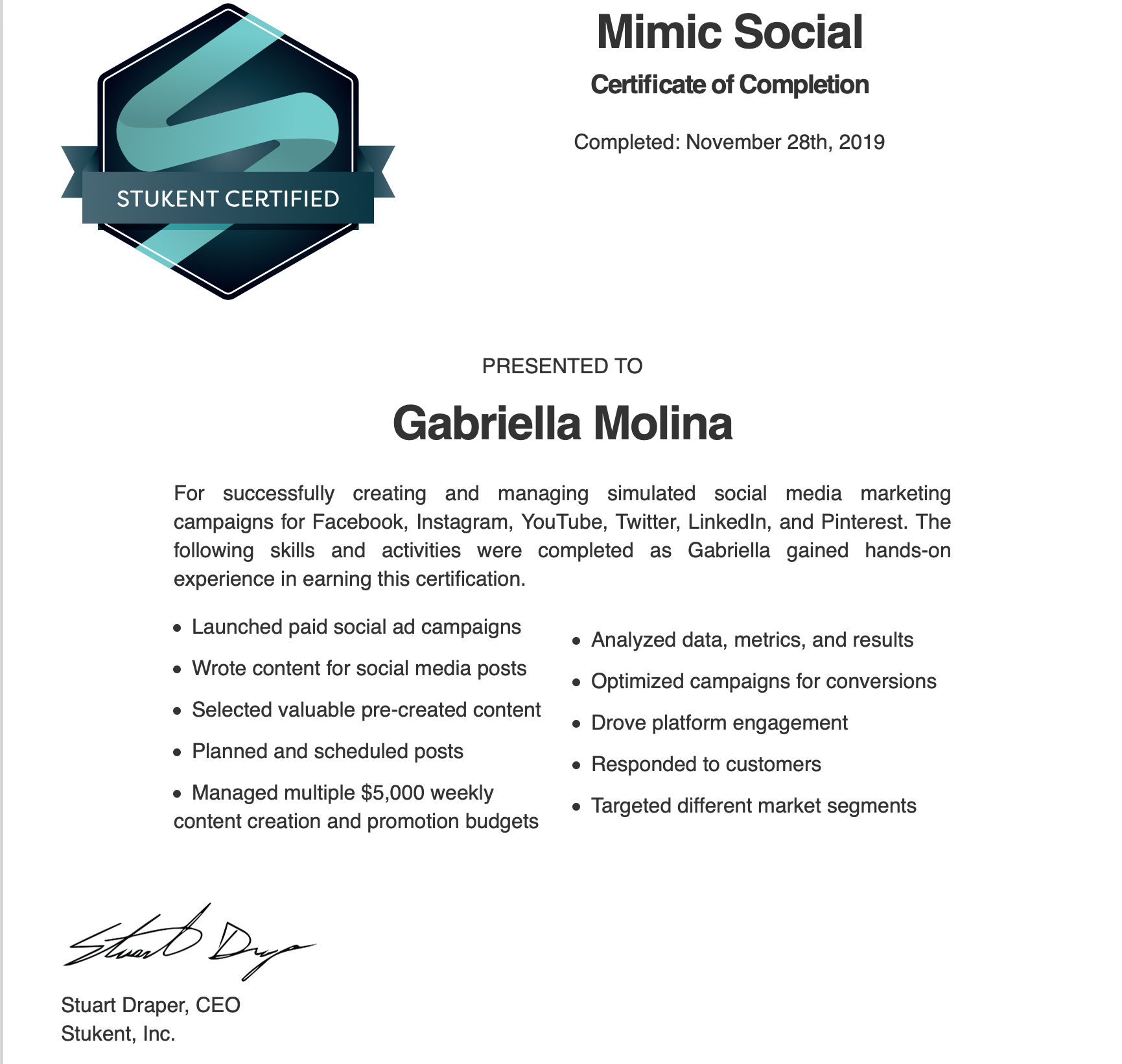 Certificate